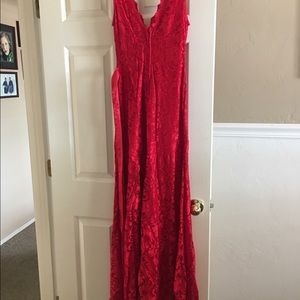 Red lace dress